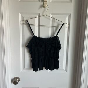 Anthropologie Black Ruched Top